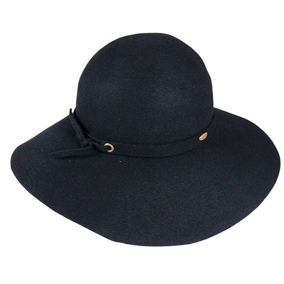 The Scala Collection- Women’s Black 100% Wool Floppy Hat with Wide Brim - Picture 8 of 8